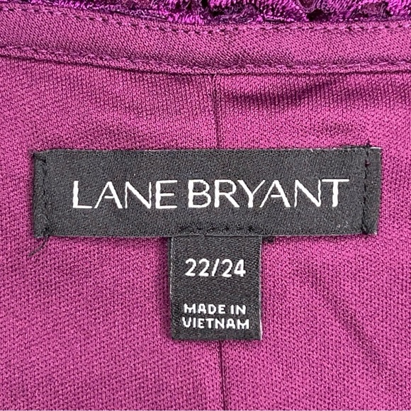 Size 22/24 Lane Bryant Purple Fuchsia Dress Lined Event Bell Sleeve Party Plus - Picture 12 of 16